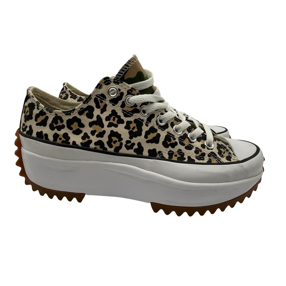 Converse Run Star Hike Ox Womens 10 Leopard Camo Excellent Platform Sneakers